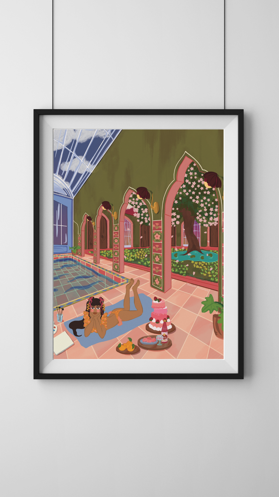 Gulabi Aangan (Pink Veranda) - Art Print