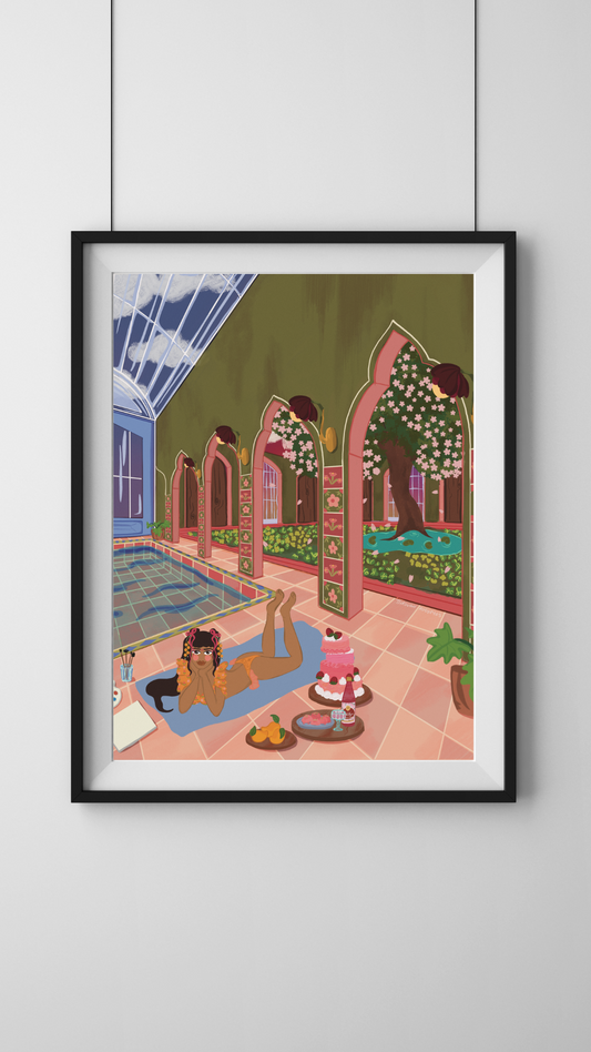 Gulabi Aangan (Pink Veranda) - Art Print