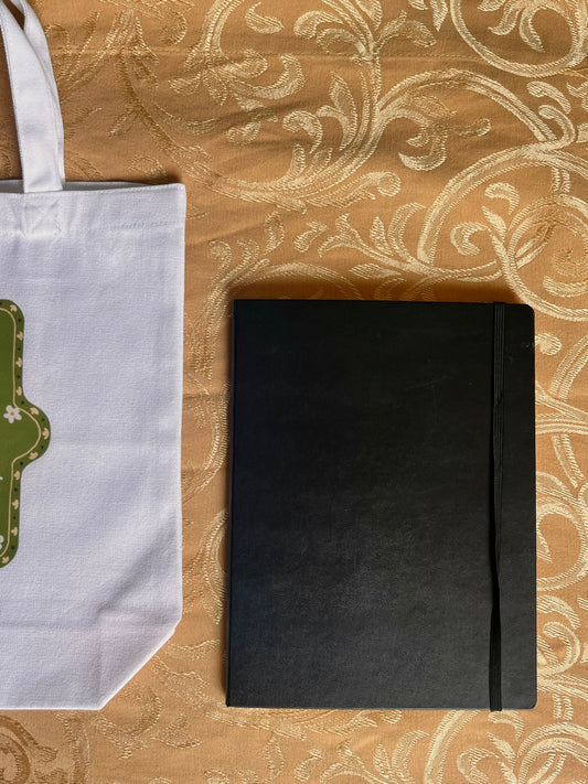 in picture is a letter size Moleskin for size reference