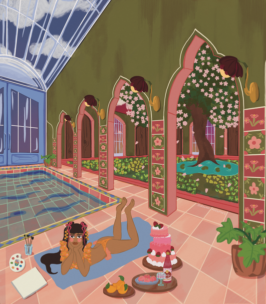 Gulabi Aangan (Pink Veranda) - Art Print