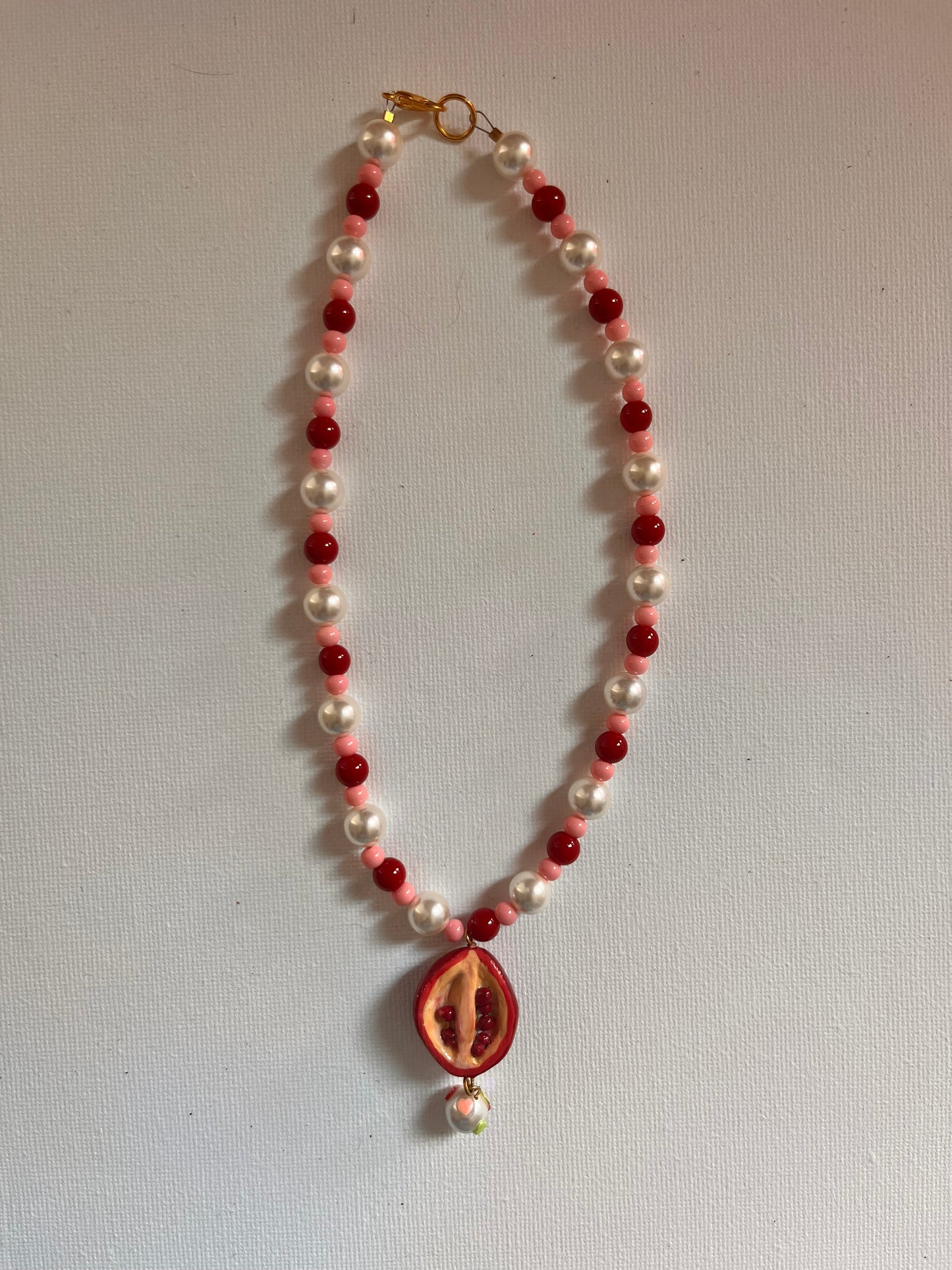 Pomegranate Charm Pearl Necklace